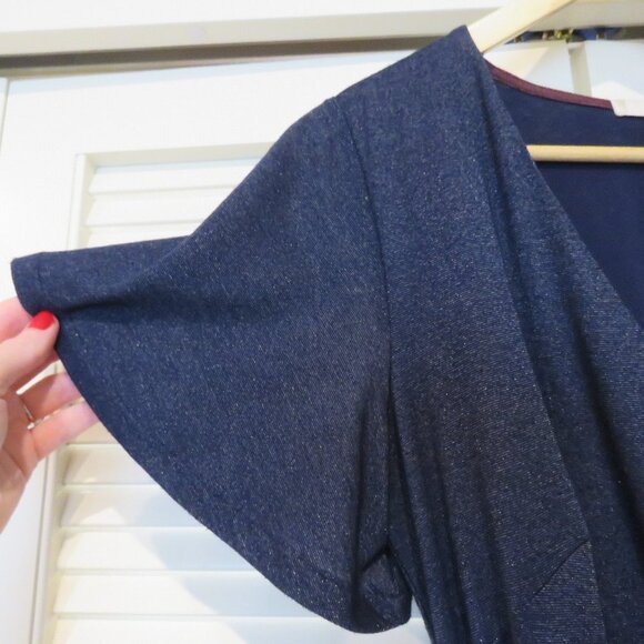 BODEN Lara Sparkle Faux Wrap Stretch Dress in Dark Blue - Size US 6 - Picture 8 of 15